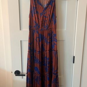 GAP Brown and Blue Patterned Maxi Dress